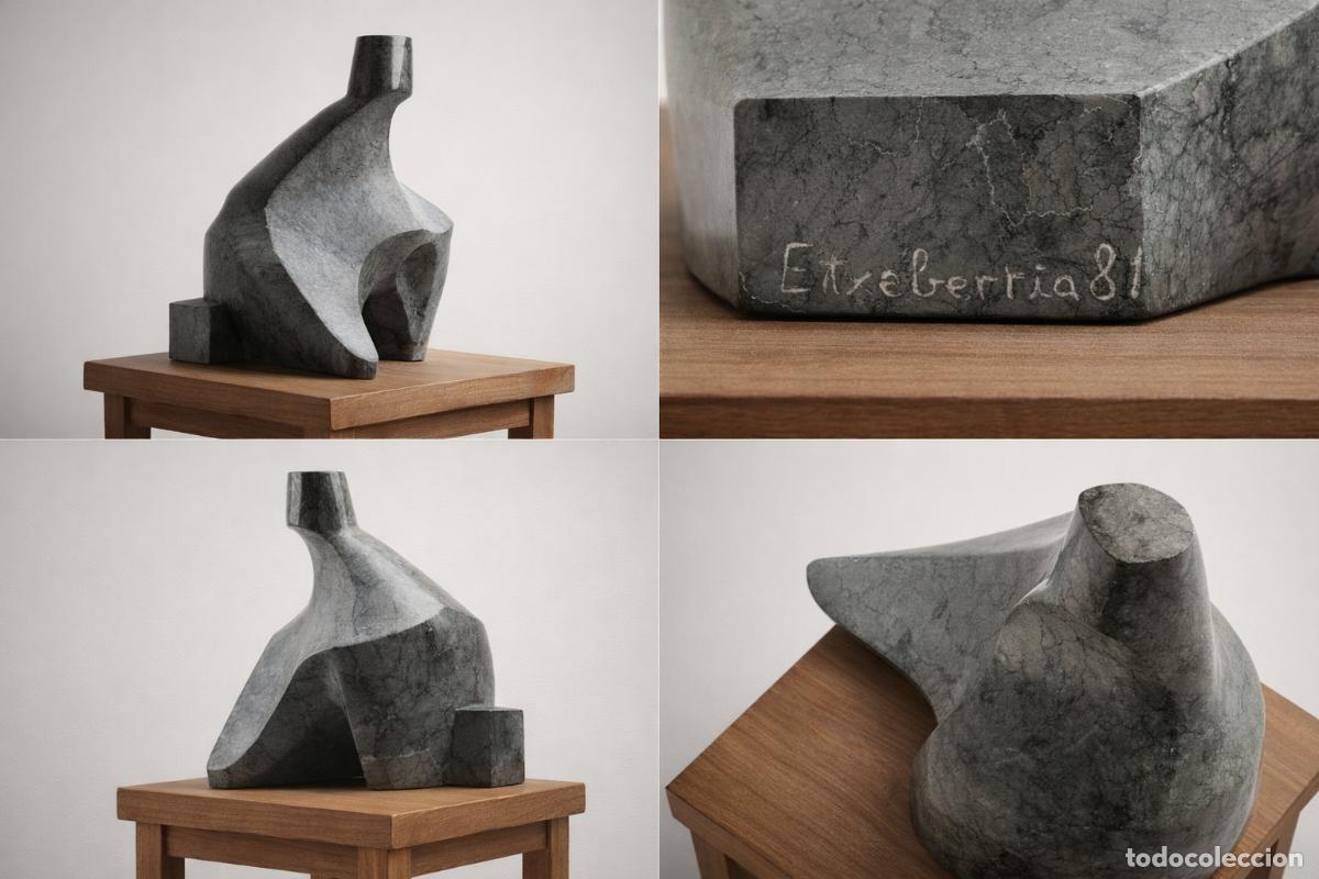 Arte: Escultura abstracta en m&aacute;rmol firmada Etxeberria 81 &ndash; Mikel Etxeberria / Taller-Escuela de Aia
