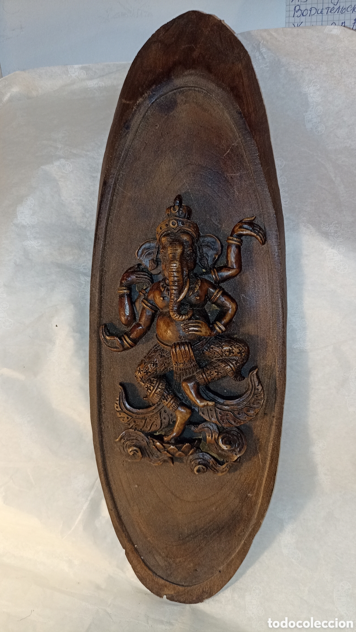 Arte: Espectacular Talla de Madera Ganesha Danzante (Nritta Ganapati) - 42 cm