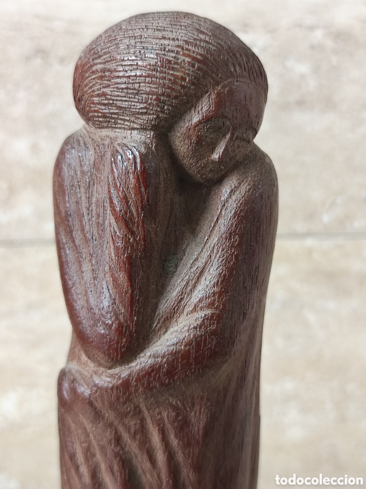 Arte: Preciosa figura mujer madera tallada firma J.Gomez Vela a&ntilde;o 1935