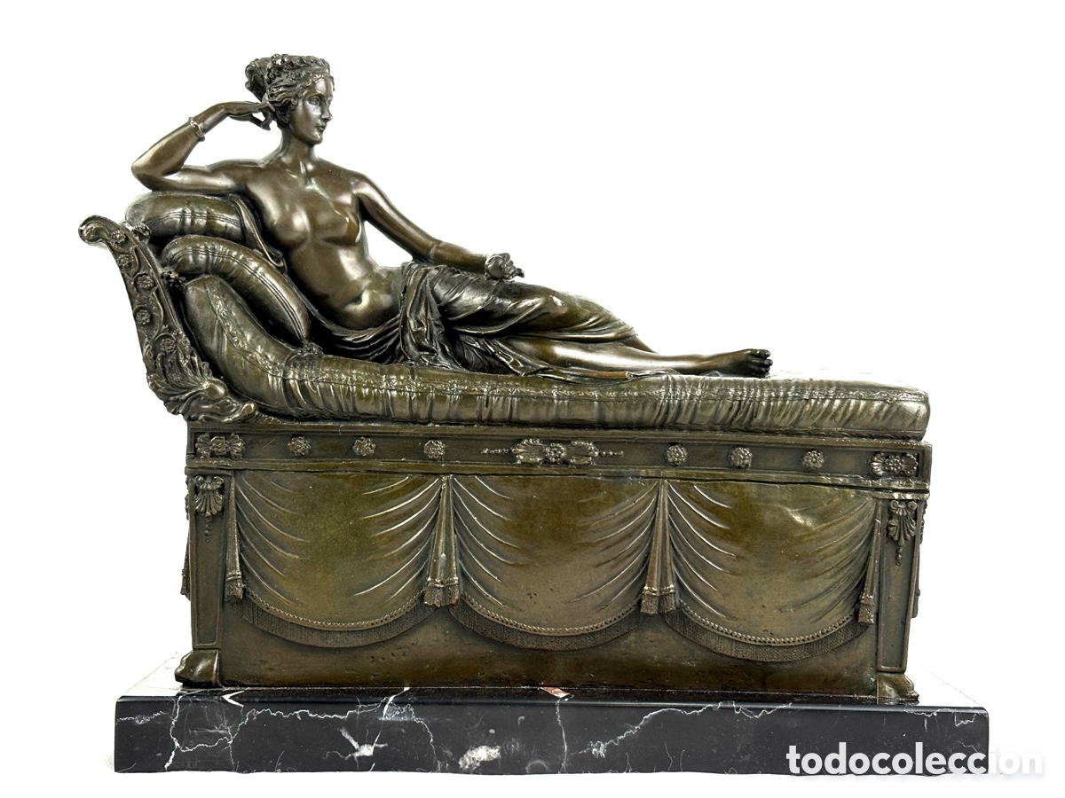 Arte: VENUS VICTRIX (PAULINA BORGHESE) - BRONCE Y MARMOL - 27 X 31 CM
