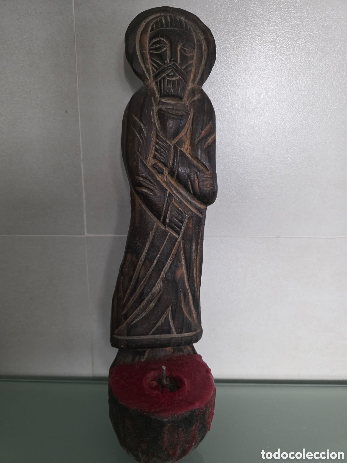 Arte: Talla en madera de Santo con vela - Foto 6