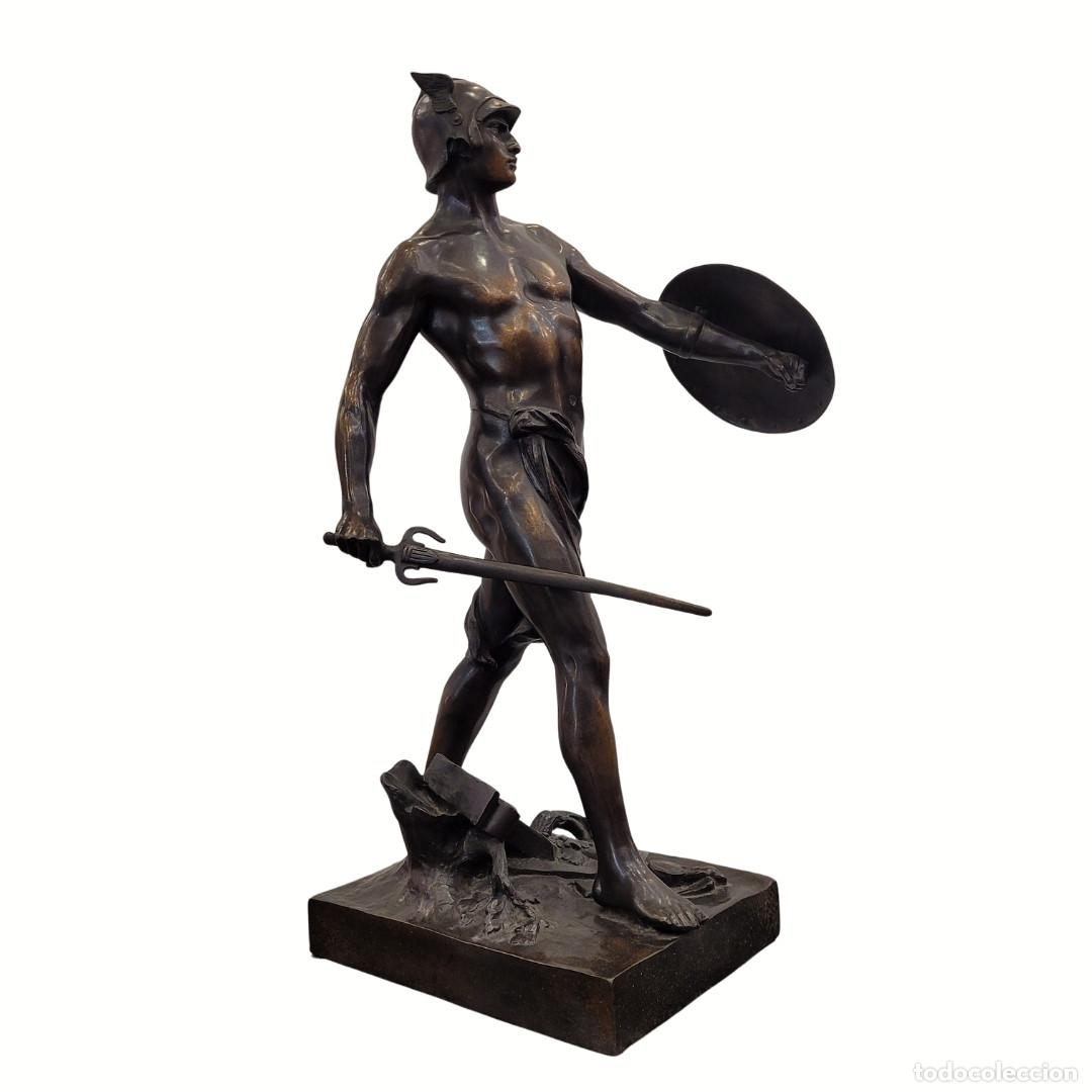 Arte: Escultura &ldquo;Guerrero galo&rdquo;, bronce, firmado E. Picault, s. XIX &ndash; Francia