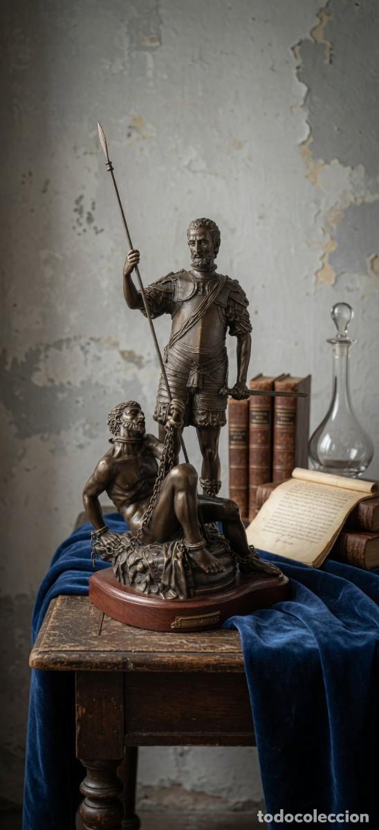 Arte: Escultura de bronce Carlos V y el furor siguiendo modelo de Pompeo Leoni. Bronze v&eacute;ritable