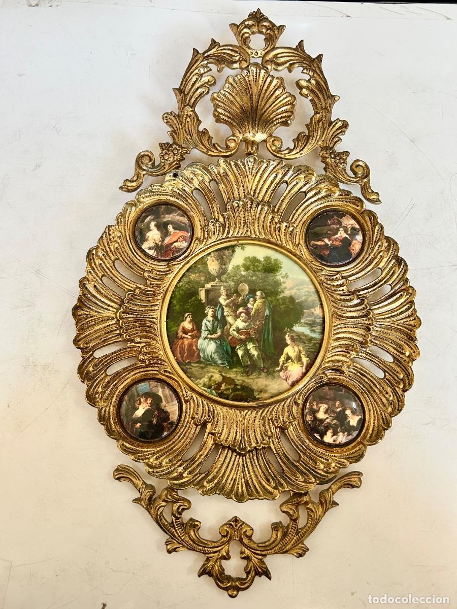 Arte: PRECIOSA CORNUCOPIA BRONCE ESTILO ROCOCO-40 CMS-MARCO PARED - Foto 2