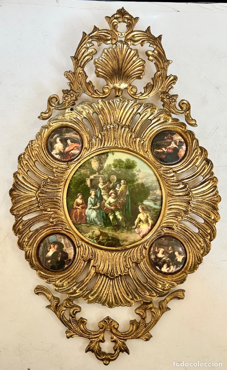 Arte: PRECIOSA CORNUCOPIA BRONCE ESTILO ROCOCO-40 CMS-MARCO PARED - Foto 3