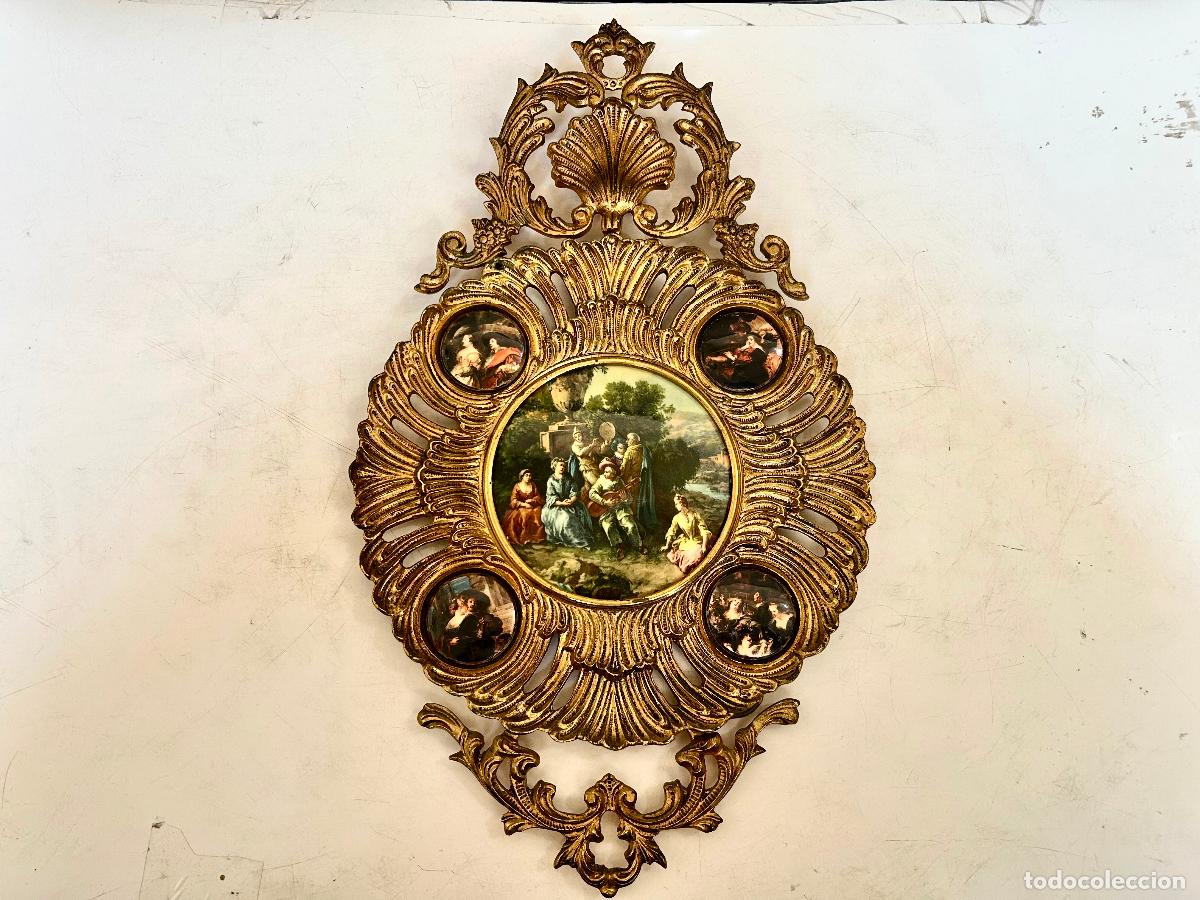 Arte: PRECIOSA CORNUCOPIA BRONCE ESTILO ROCOCO-40 CMS-MARCO PARED - Foto 1
