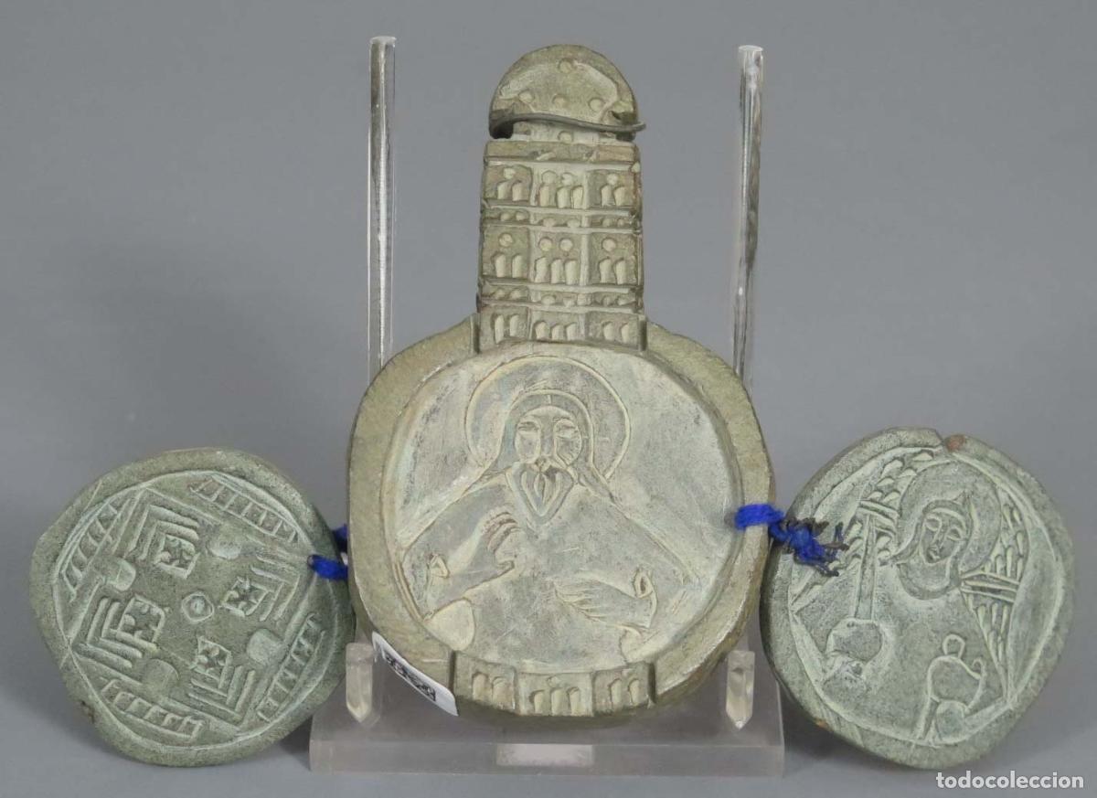 Arte: TRIPTICO. JESUS Y ANGELES. PIEDRA TALLADA. ETIOPIA. SIGLO XX