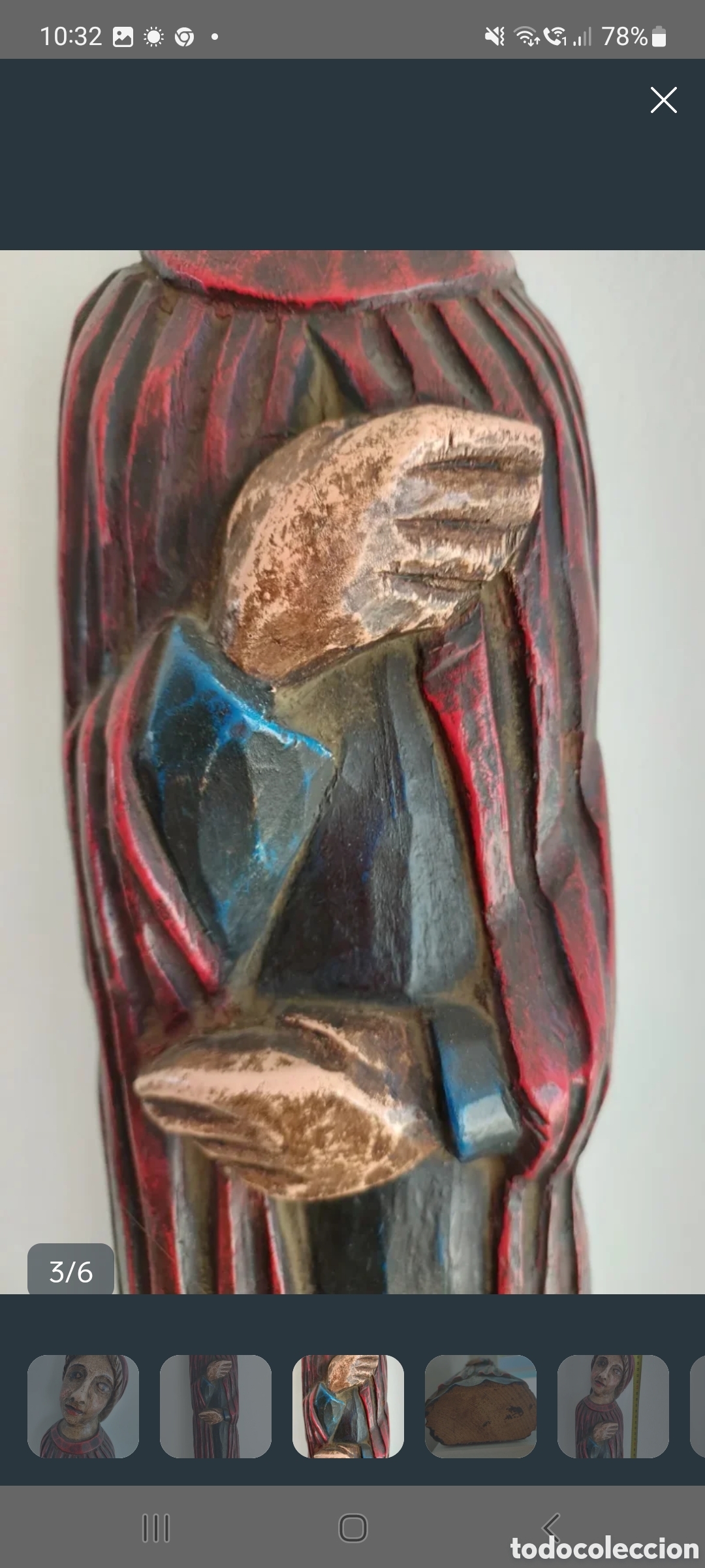 Arte: Antigua talla de madera - Foto 2