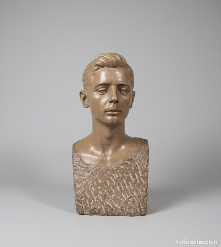 Arte: MAGNIFICO BUSTO DE MUCHACHO, ESC. ESPA&Ntilde;OLA, PIEDRA PULIDA