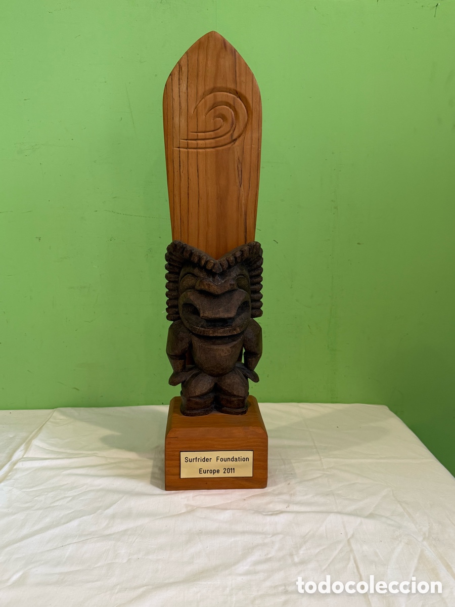 Arte: Trofeo Surfrider Foundation Europe 2011 Escultura Madera Tallada Tiki Surf Firmada