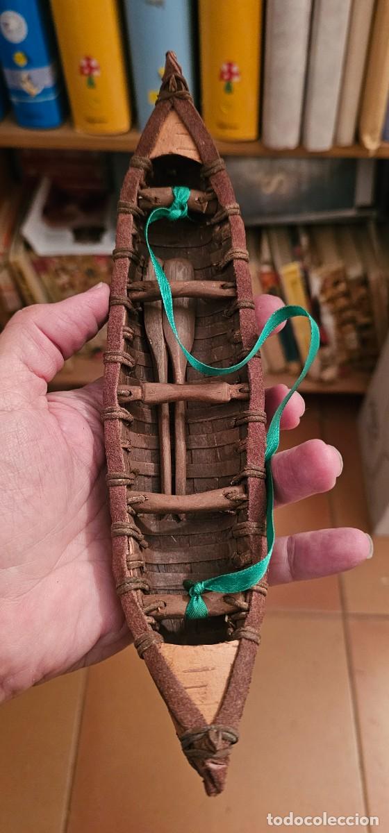 Arte: Preciosa canoa indios Canada madera