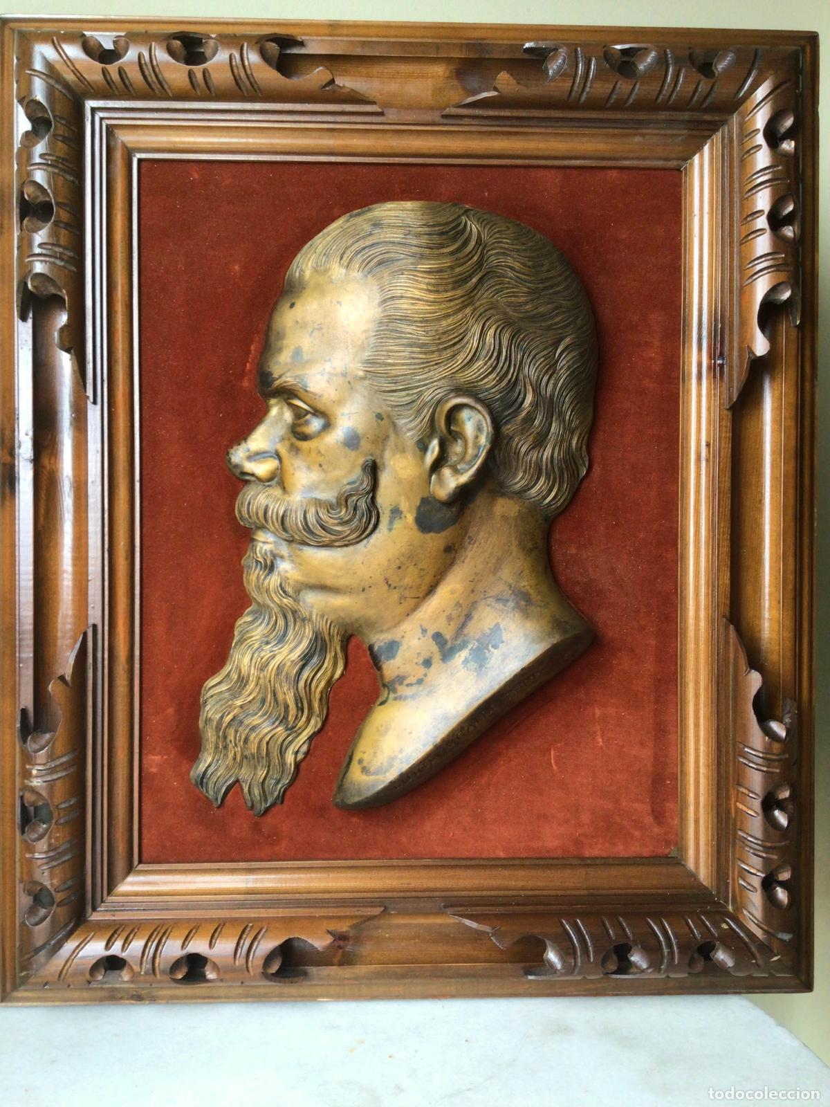 Arte: ANTIGUO BUSTO - PERFIL EN RELIEVE DEL SIGLO XIX - PERSONAJE FIRMADO POR ARTISTA ITALIANO