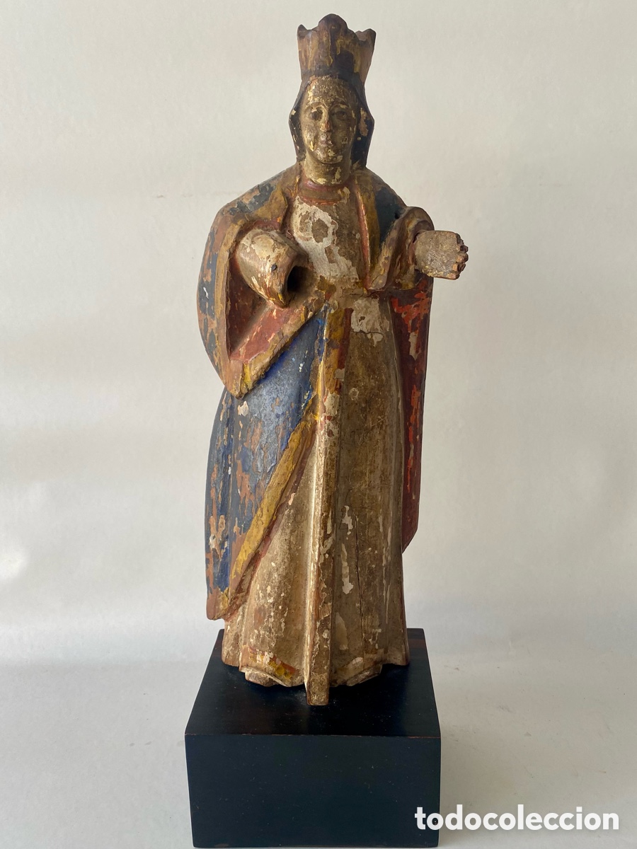 Arte: Santa B&aacute;rbara Talla de madera policromia fa y dorada Escuela espavila Siglo XVII