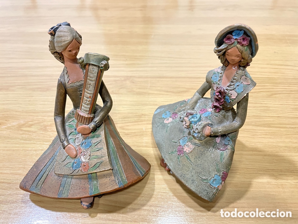 Arte: 2 Figuras escola Massana a&ntilde;os 60 Encajera y mujer con ramo