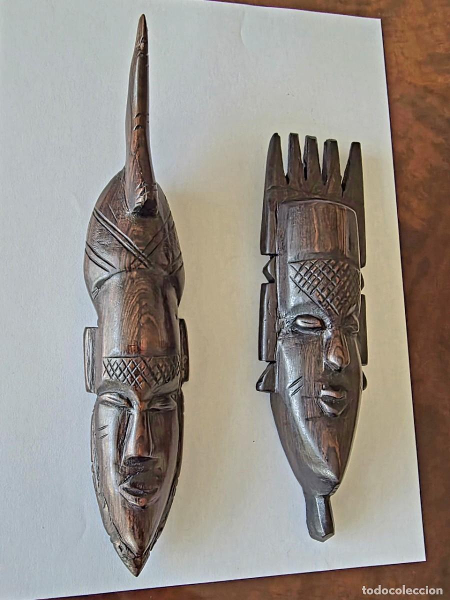Arte: PAREJA TRIBAL.EBANO JASPEADO AUT&Eacute;NTICO. GUINEA 1950. FOTOS BAJO AGUA.