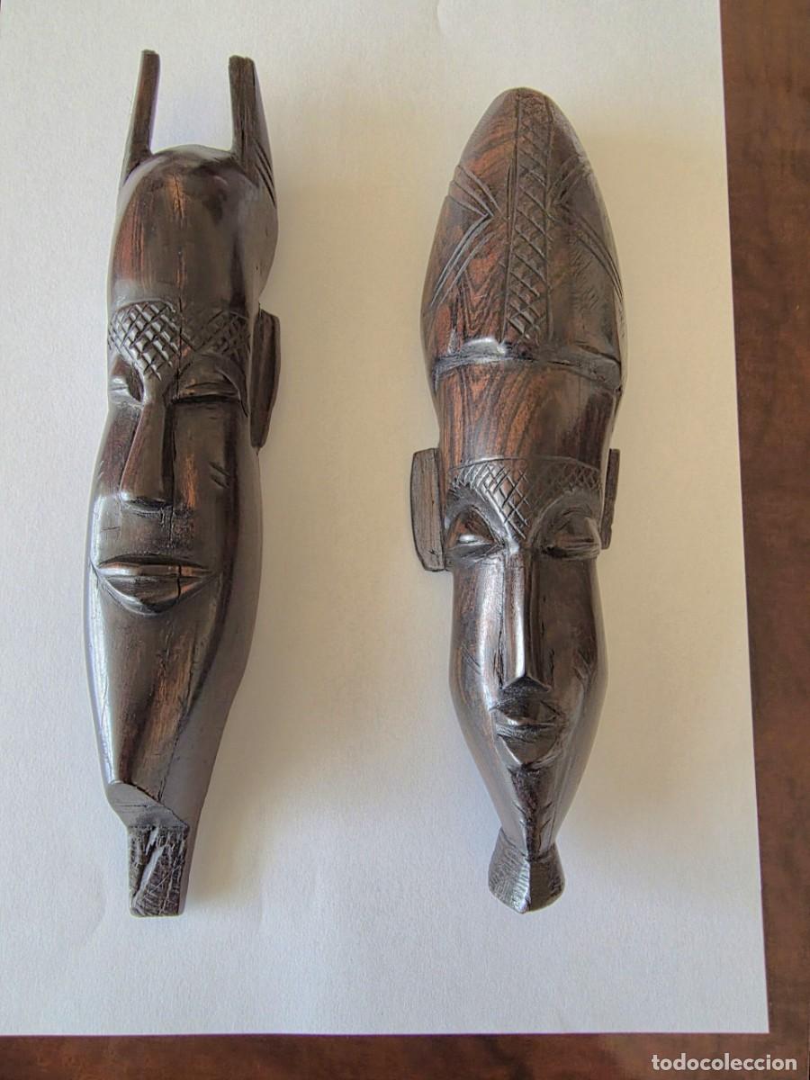 Arte: PAREJA TRIBAL.EBANO JASPEADO AUT&Eacute;NTICO.GUINEA ESPA&Ntilde;OLA 1950. FOTOS BAJO AGUA.
