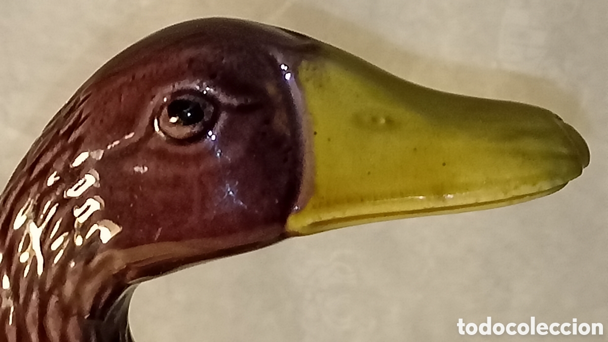 Arte: Figura Pato de Cer&aacute;mica Esmaltada Vintage - Estilo Majolica 23cm