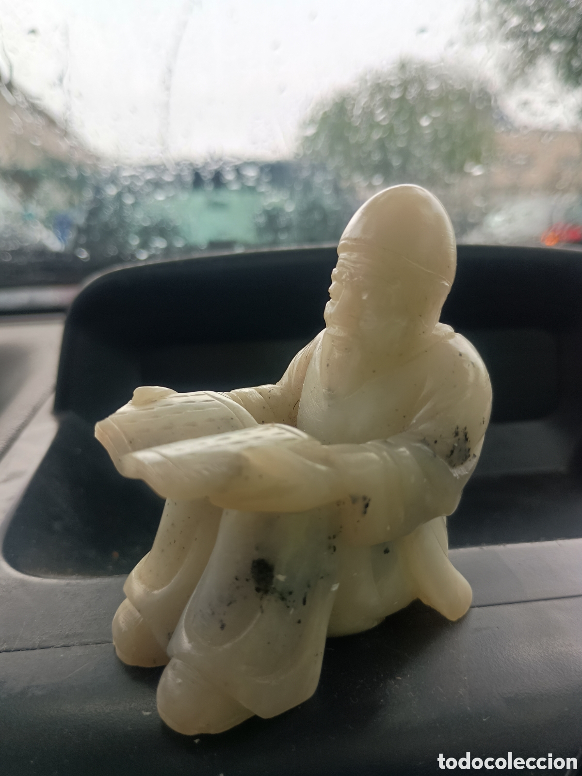 Arte: Escultura chino jade blanco o piedra