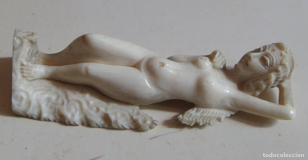 Arte: 4586 marfil antiguo india representando bella cortesana desnuda 1900