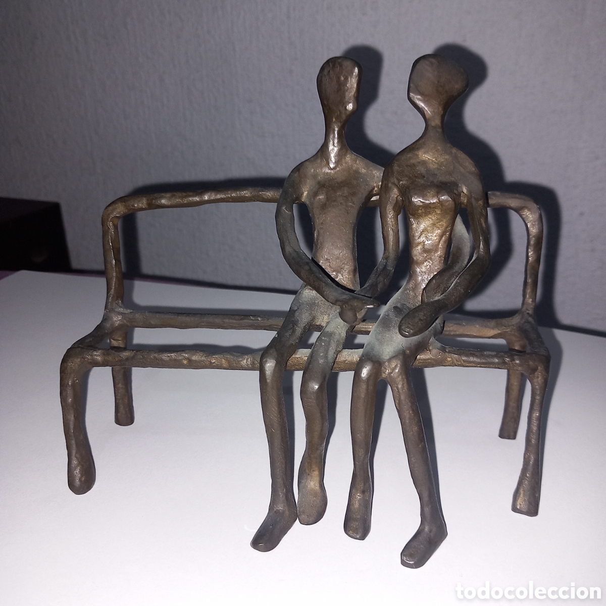 Arte: ESCULTURA VINTAGE en BRONCE(banco del amor)28cm&times;16cm&times;10cm