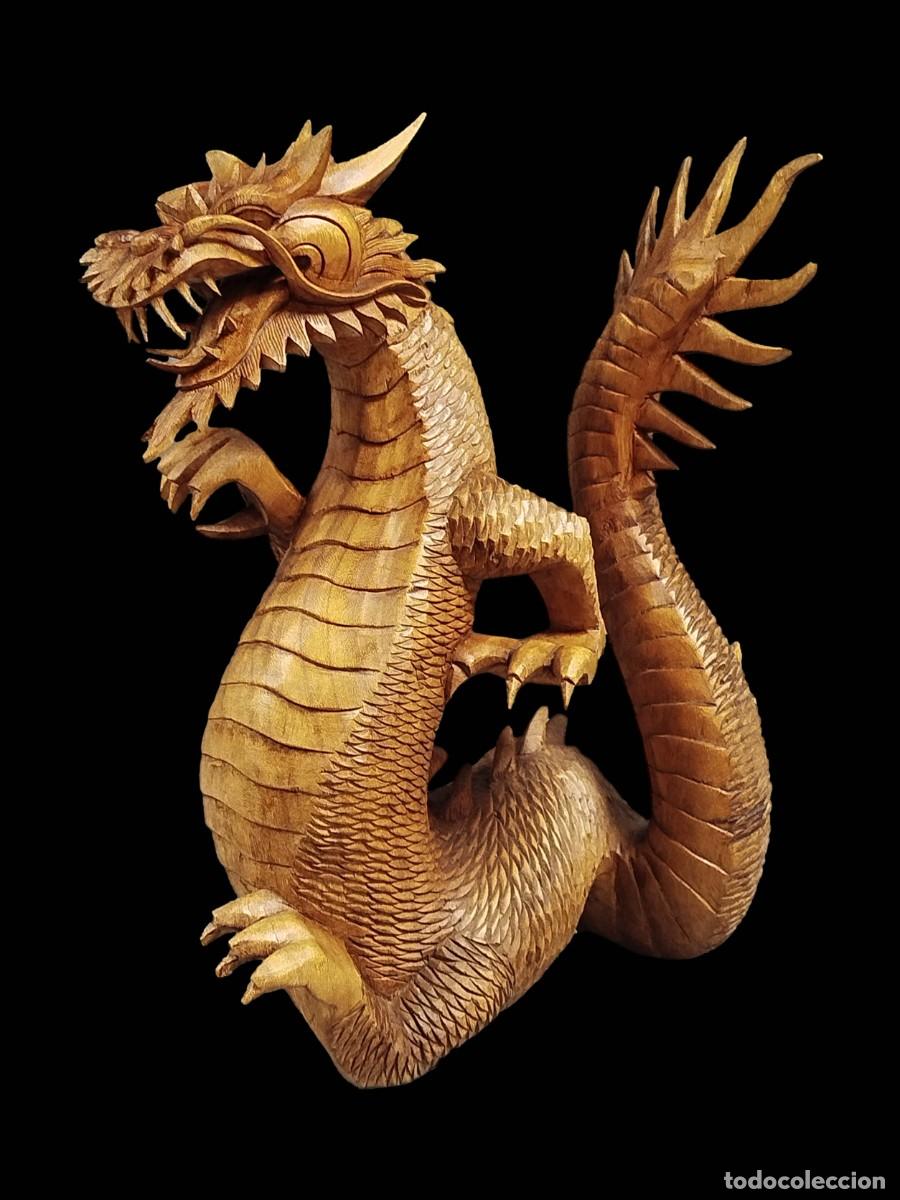 Arte: DRAGON DE MADERA TALLADA - Foto 1