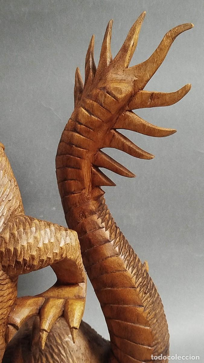 Arte: DRAGON DE MADERA TALLADA - Foto 4