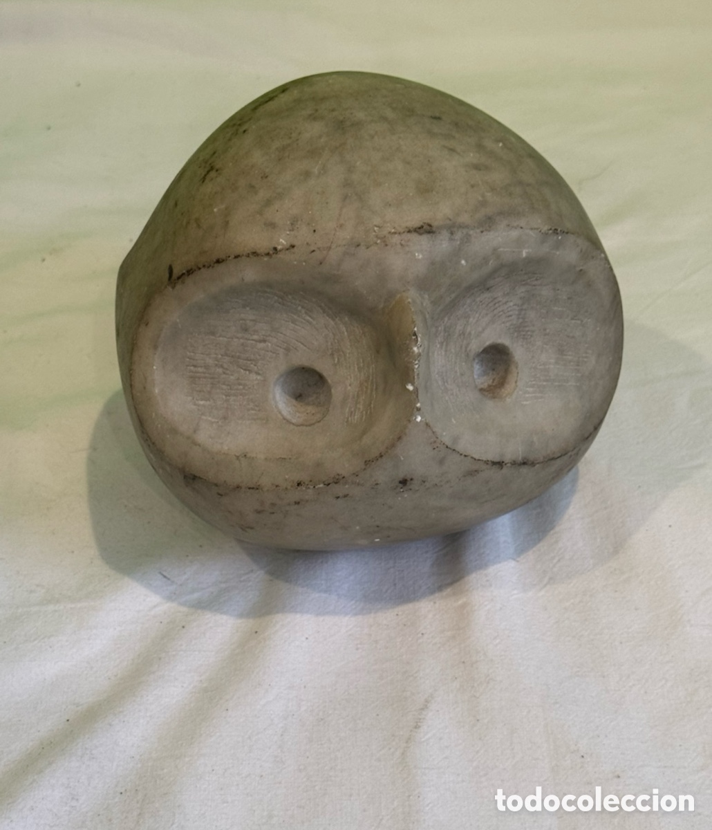 Art: Antigua y curiosa Escultura b&uacute;ho en piedra tallada firmada siglo XX