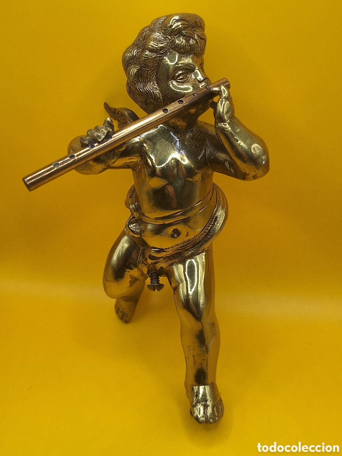 Arte: Figura &Aacute;ngel Flautista - &Aacute;ngel Tocando la Flauta - Bronce o Ba&ntilde;ado - Leer Descripci&oacute;n -