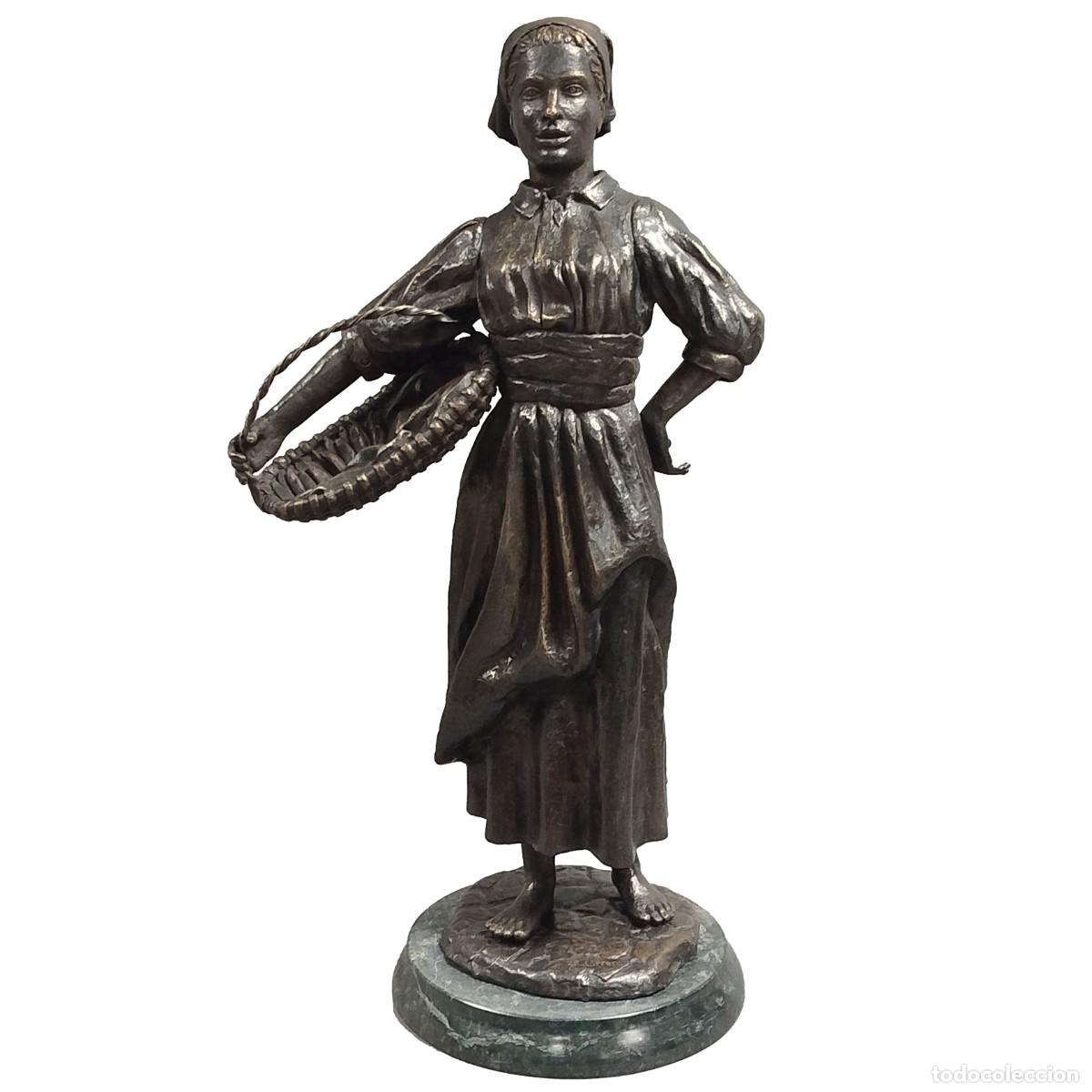 Arte: FIGURA DE BRONCE PATINADO SARDINERA DE JR LARRERA