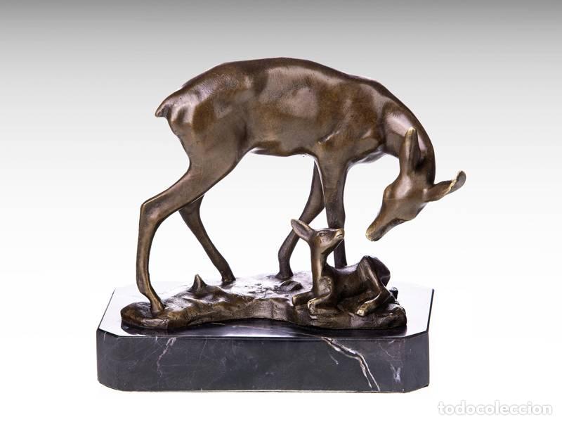 Art: Escultura de bronce - Ciervo con ni&ntilde;o (1186)