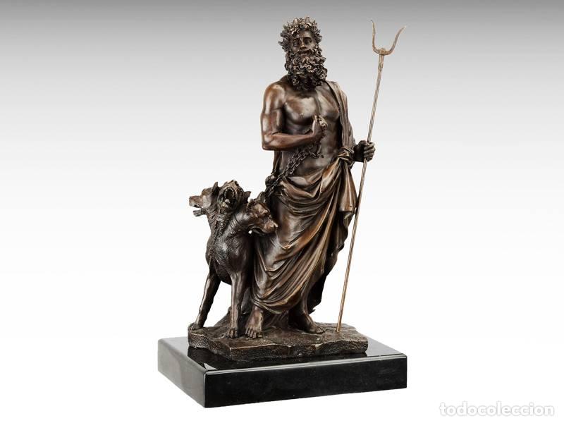 Arte: Escultura de bronce - Hades con Cerbero (1214)