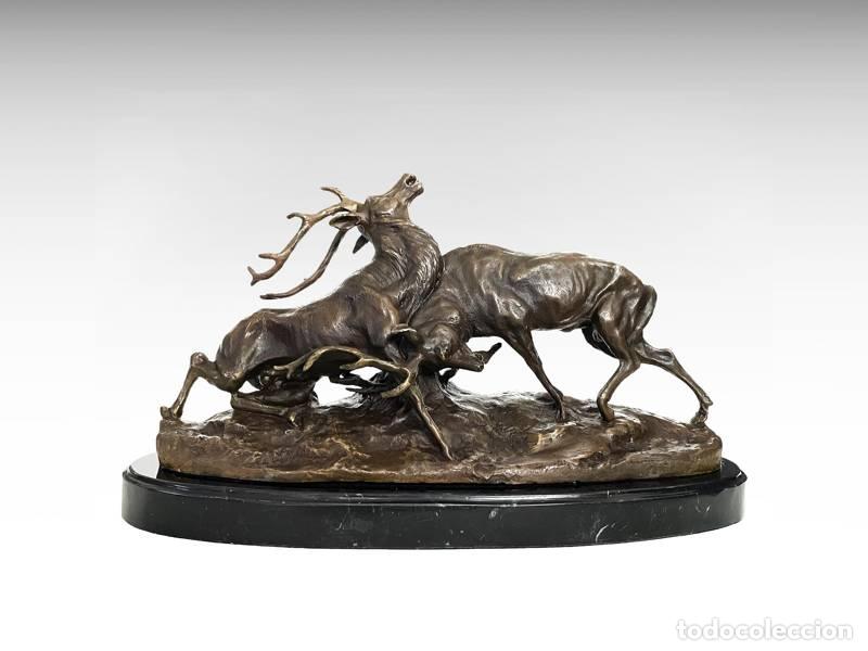 Art: Escultura de bronce - Ciervo en lucha (1270)