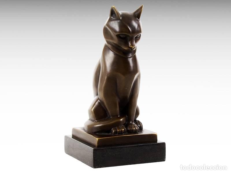 Arte: Escultura de bronce - Gato - Art D&eacute;co (1138)