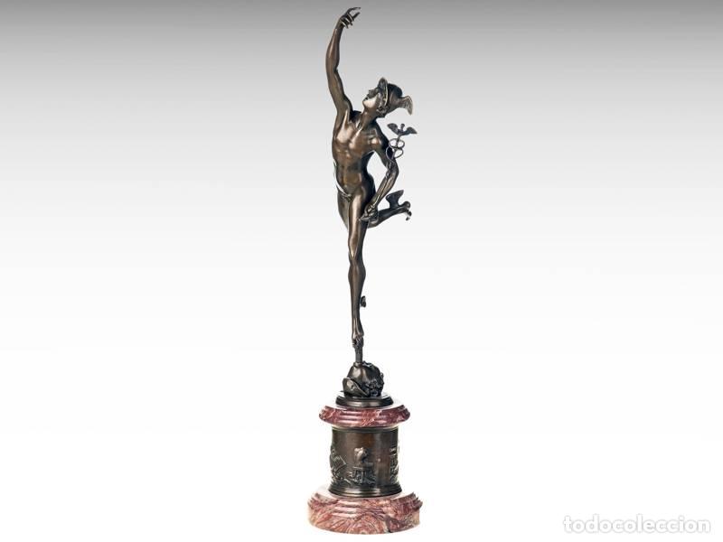 Kunst: Escultura de bronce - Mercurio volador con caduceo / Hermes (1267)