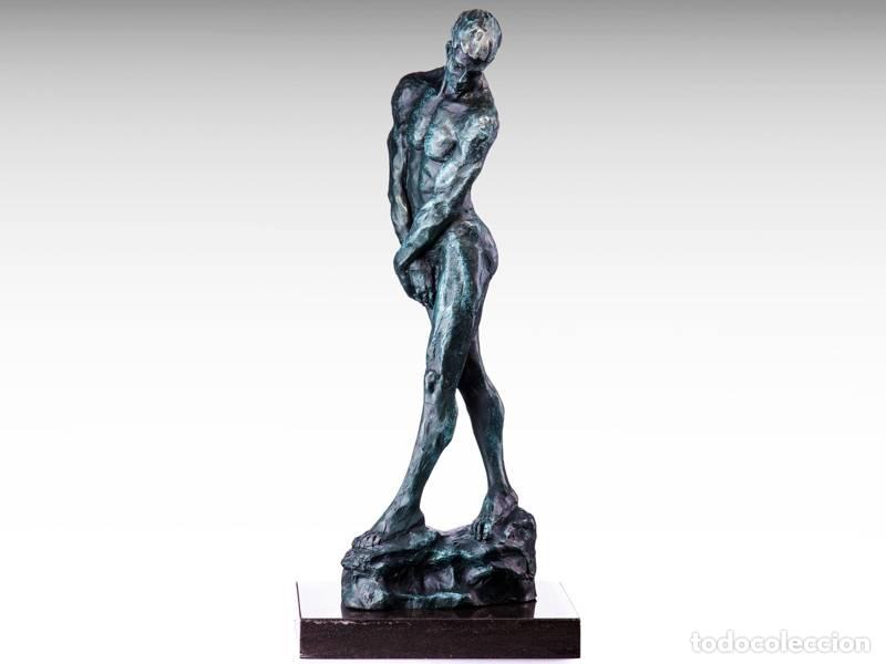 Arte: Escultura de bronce - Hombre (dise&ntilde;ada por A. Rodin) (1233)