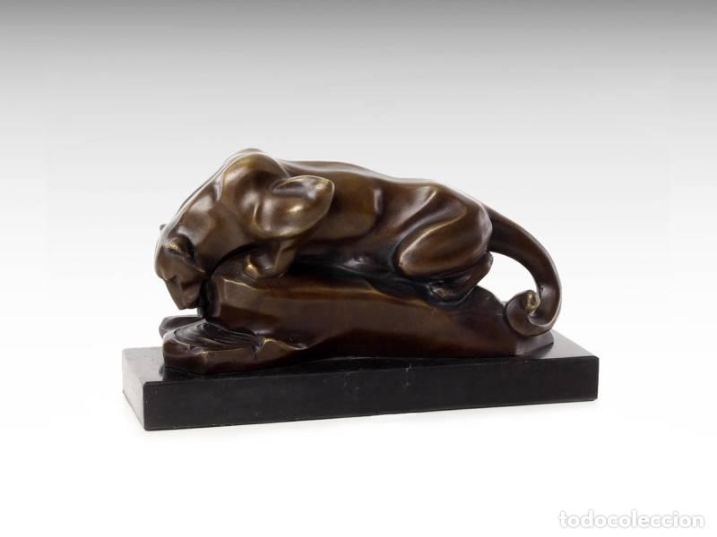 Arte: Escultura de bronce - Pantera acu&aacute;tica - Art D&eacute;co (1226)
