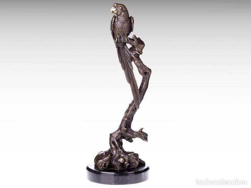 Kunst: Escultura de bronce - Loro en una rama (1265)