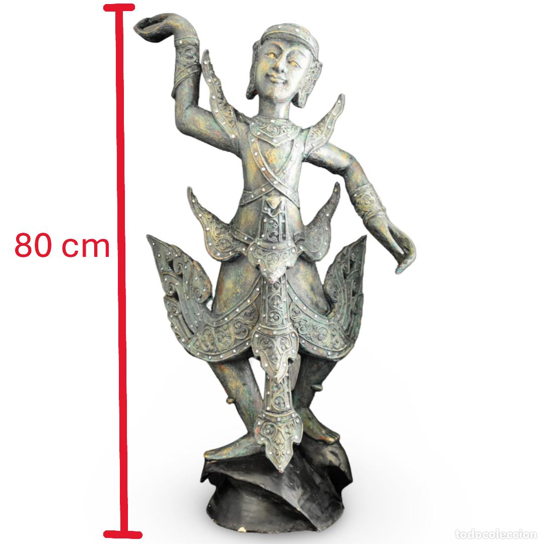 Arte: Escultura de bailarina tailandesa - 80 cm