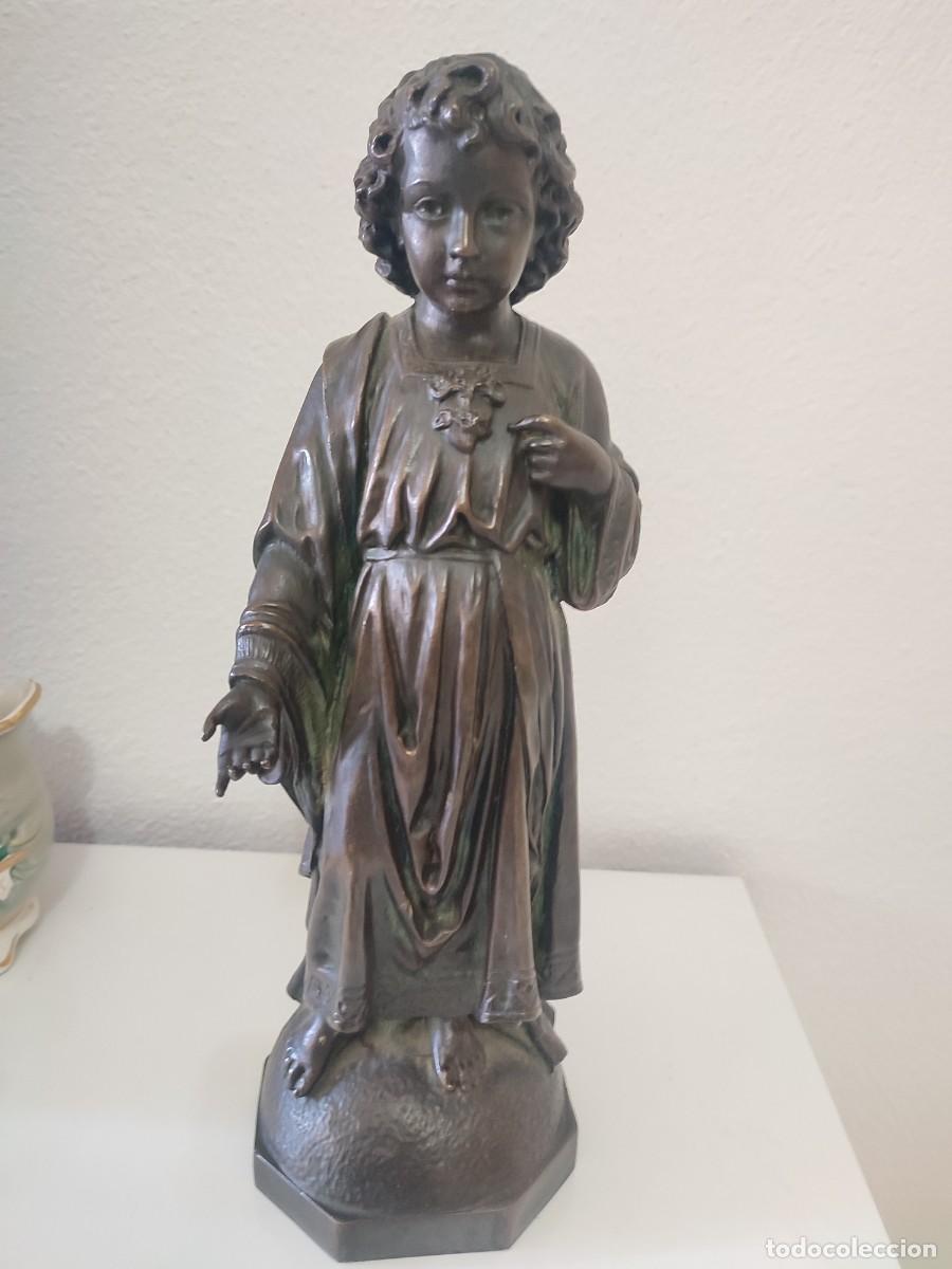 Arte: Escultura de bronce , sello , Fundici&oacute;n Vila ,Valls , Tarragona.coraz&oacute;n del ni&ntilde;o Jes&uacute;s, gran peso