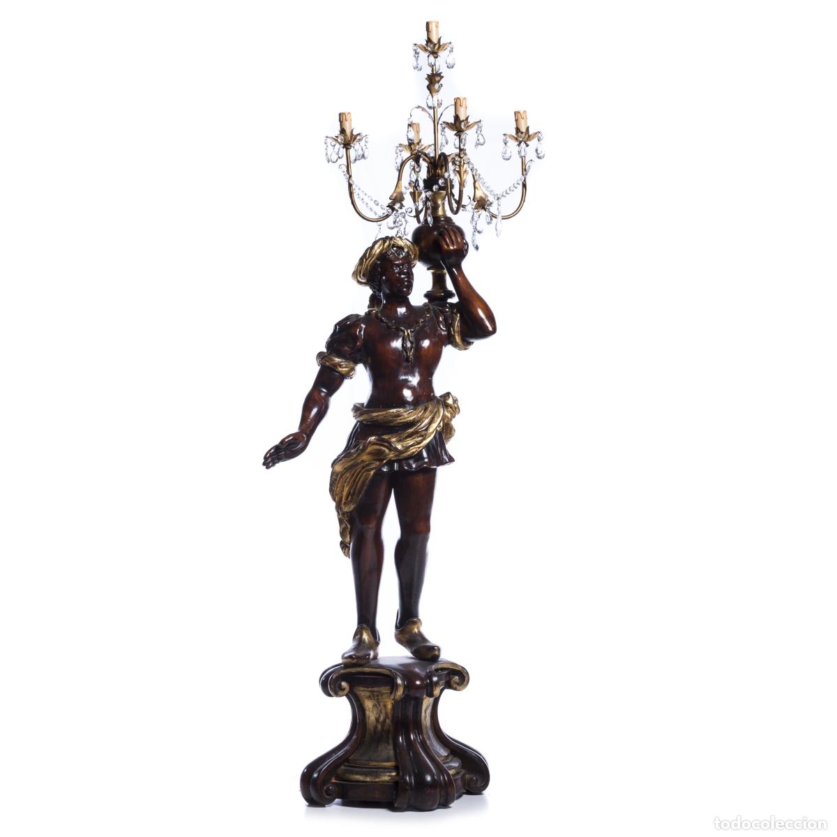 Kunst: Escultura - Candelabro veneciano de esclavo, 180 cm - Siglo XIX