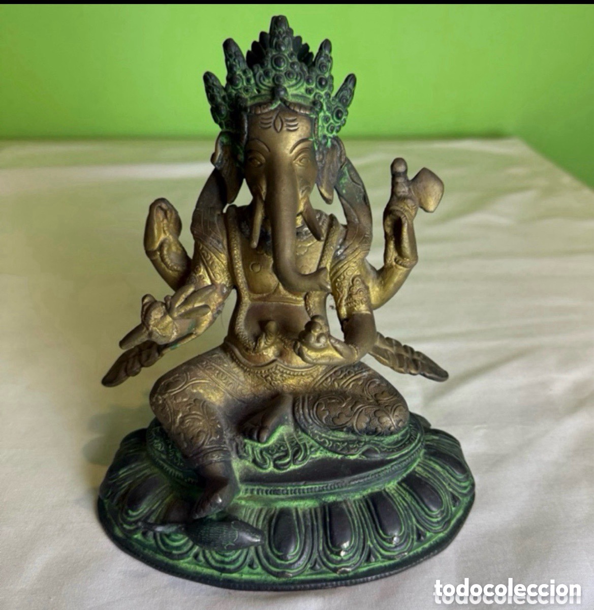Arte: Antigua estatua de colecci&oacute;n del dios hind&uacute; Ganesha.ver las medidas en fotos.