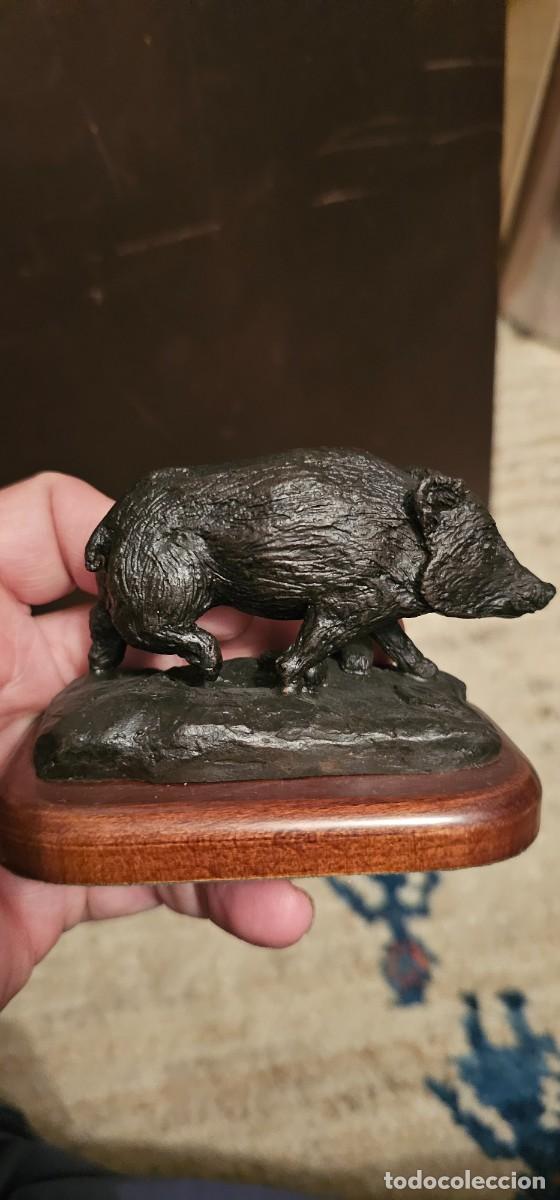Arte: Escultura bronce jabali firmada