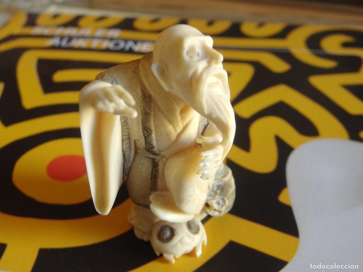 Arte: 4592 excelente interesante sabio filosofo netsuke firmado periodo meiji desde1868