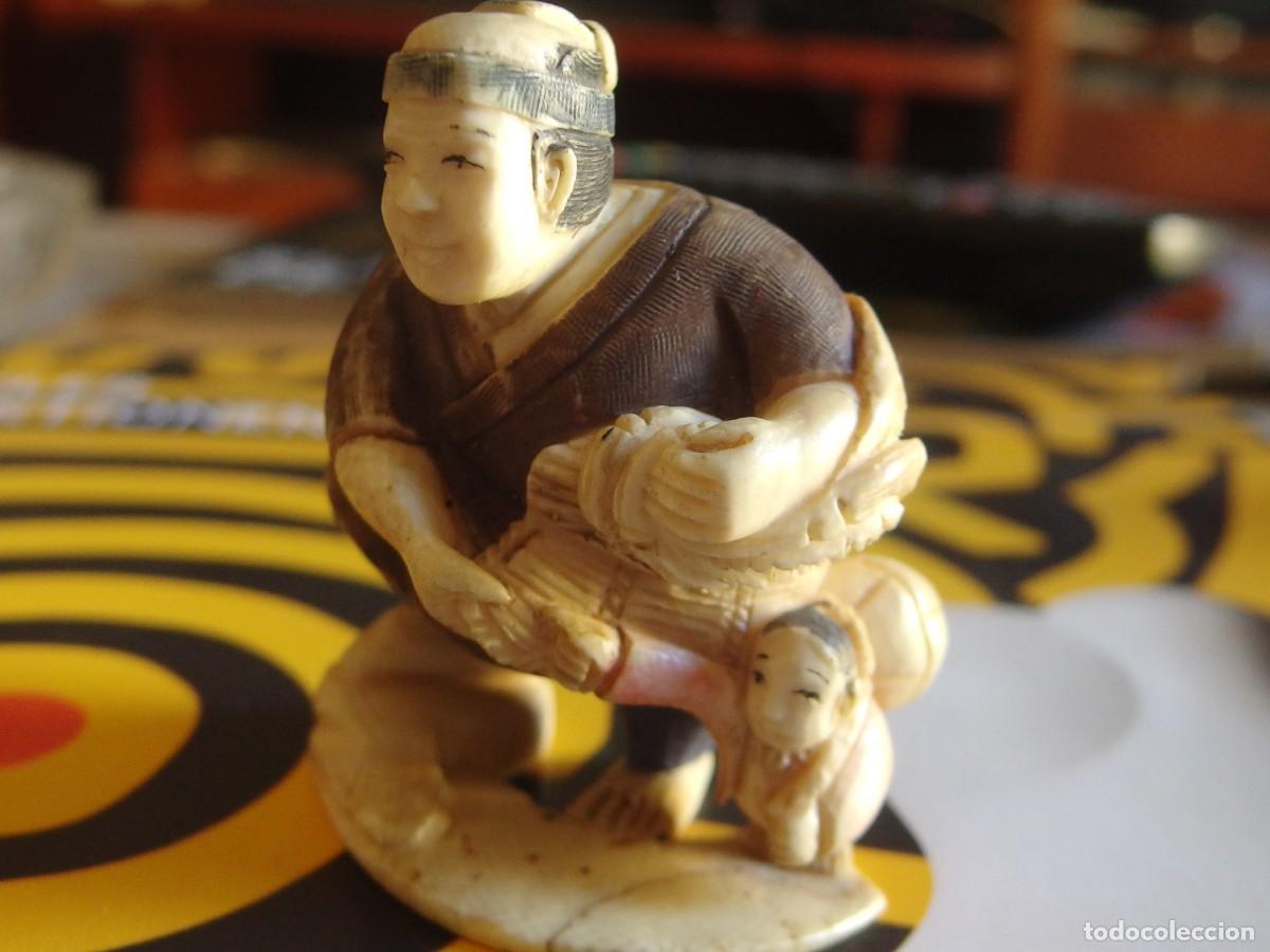 Arte: 4591 excelente interesante padre y hijo netsuke firmado periodo meiji desde1868