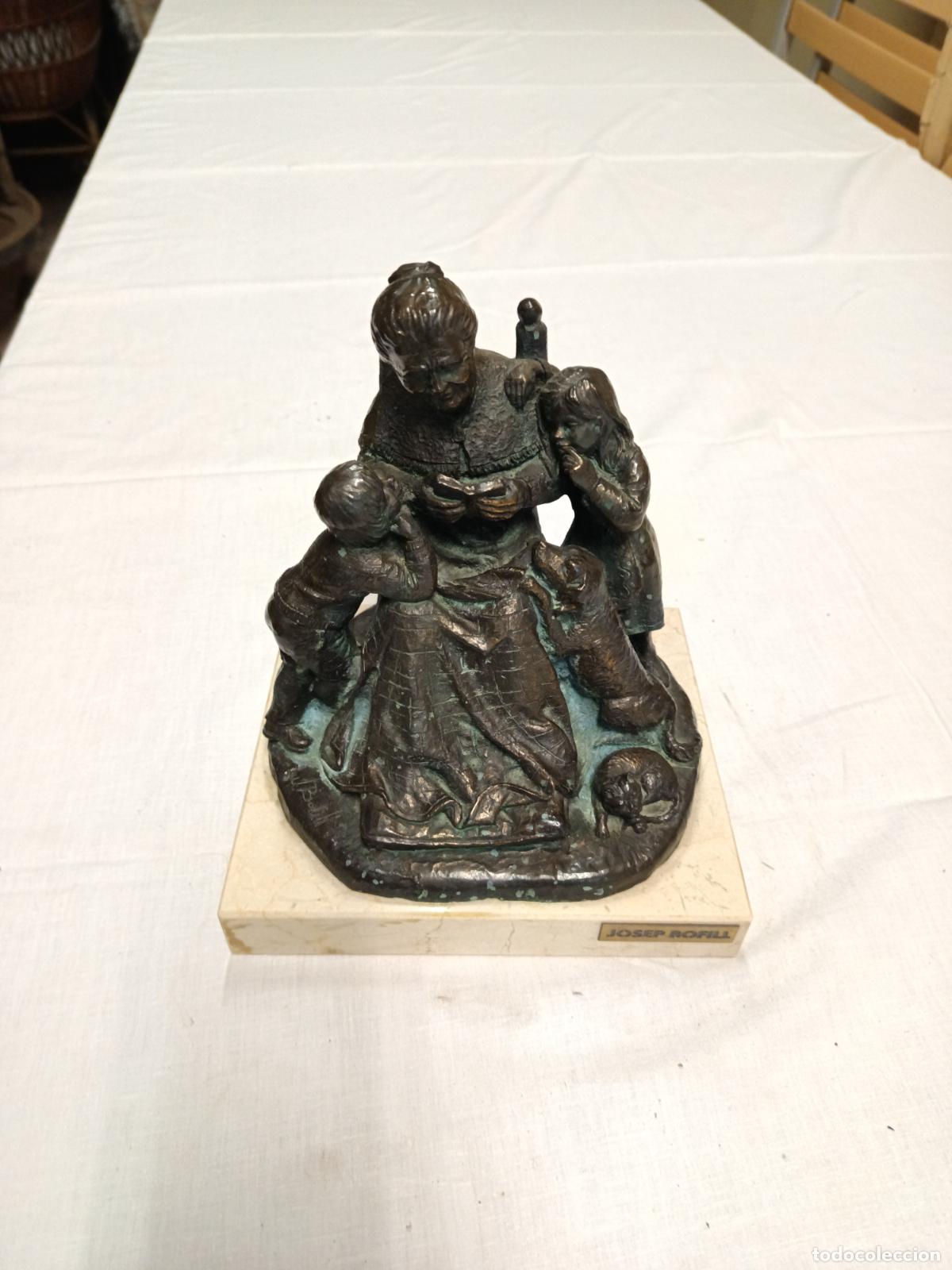 Arte: UNICA FIGURA JOSEP BOFILL EN BRONCE, ABUELA CONTANDO CUENTO A NI&Ntilde;OS MUY RARA