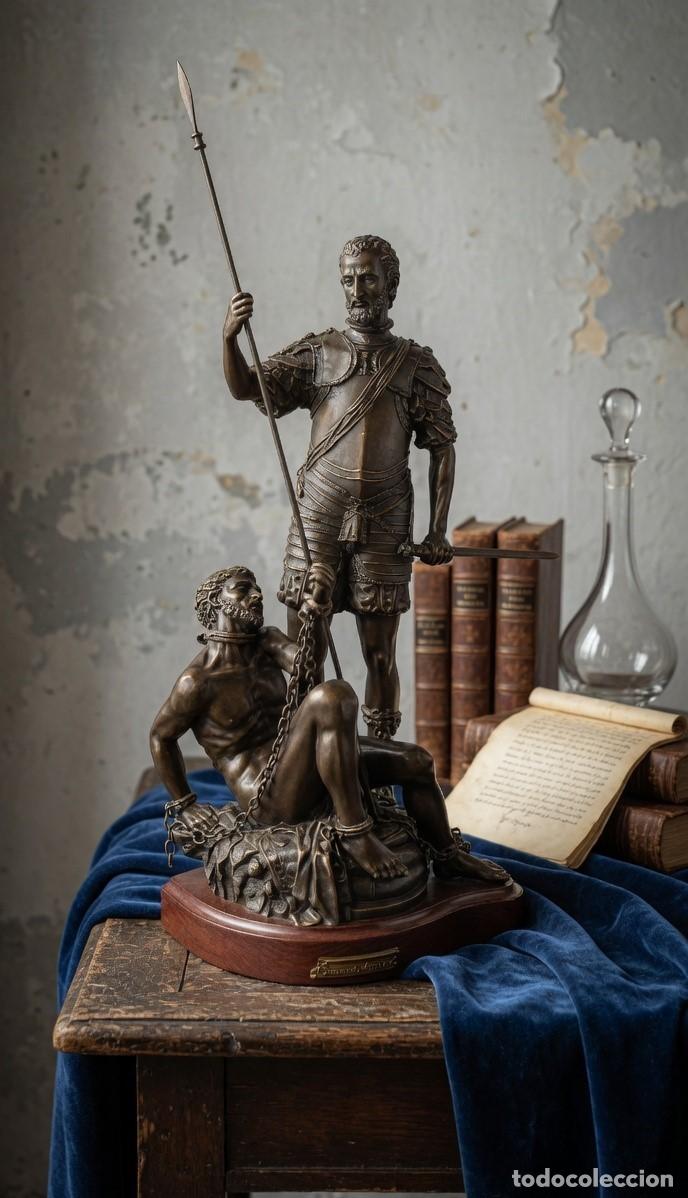 Arte: Escultura de bronce Carlos V y el furor siguiendo modelo de Pompeo Leoni. Bronze v&eacute;ritable