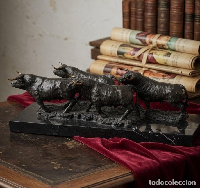 Arte: LUIS MORENO CUTANDO. MANADA. 70 CM BRONCE PATINADO. BASE DE MARMOL. IT&Aacute;LICA .