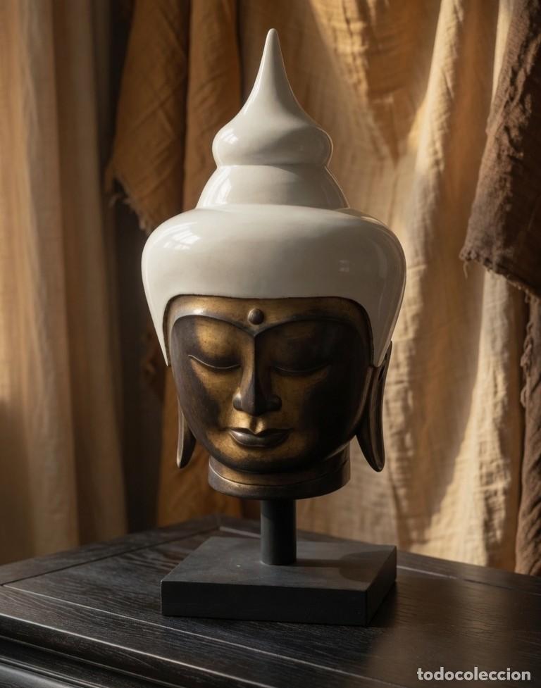 Arte: Escultura Gran Cabeza de Buda en madera de Teca origen Asia.