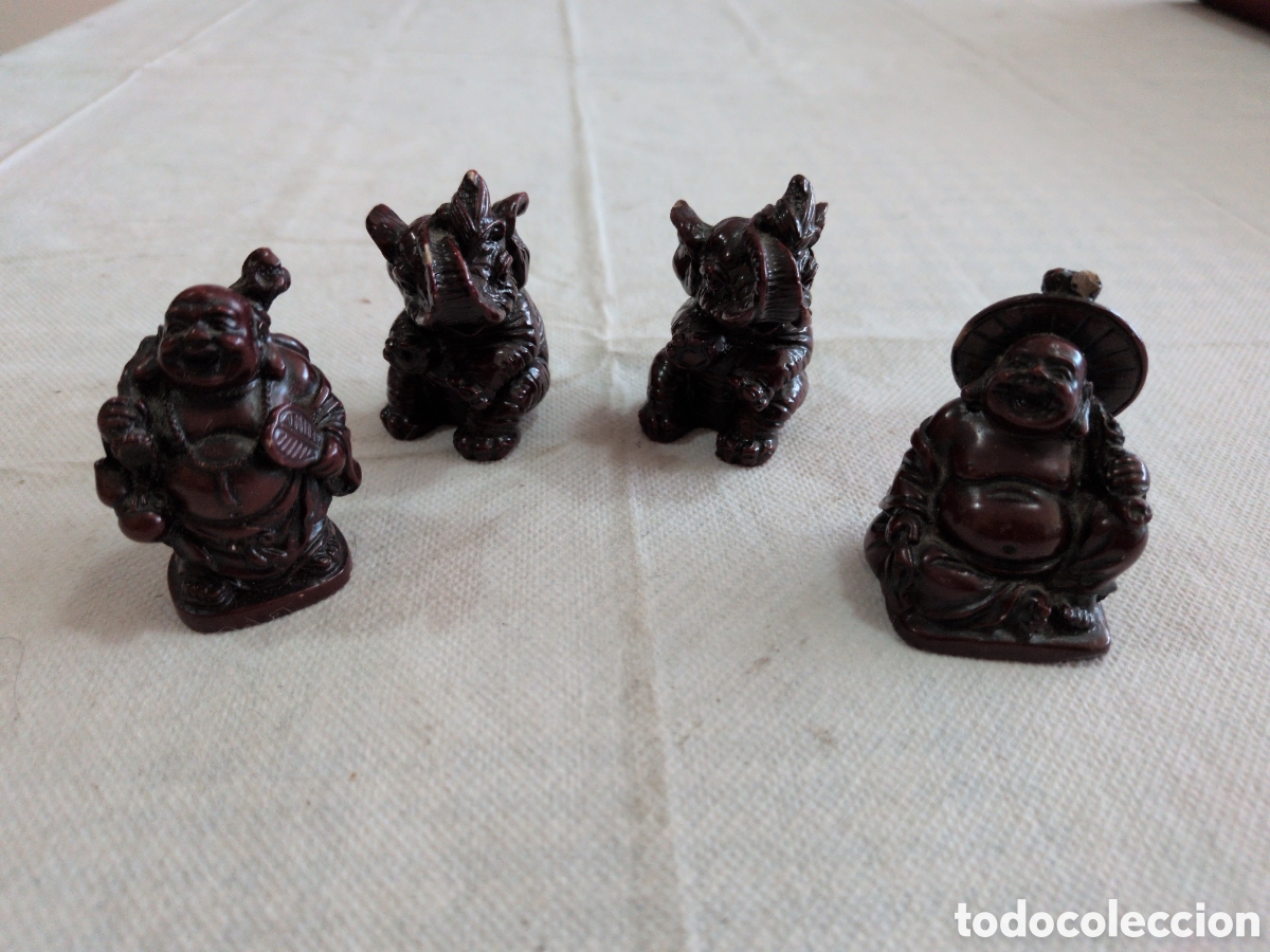 Arte: LOTE DE 4 FIGURAS DE RESINA PATINADA MADERA PALO ROSA. CHINA SIGLO XX