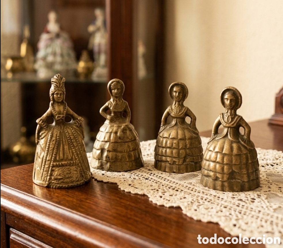 Arte: Bronce Macizo Premium Lote Campanas Meninas Vintage